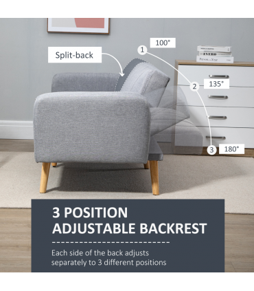 HOMCOM 2 Seater Sofa Bed w/ Adjustable Backrest for Living Room, Guest Room