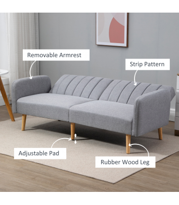 HOMCOM 2 Seater Sofa Bed w/ Adjustable Backrest for Living Room, Guest Room