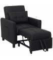 HOMCOM Folding Chair Bed, Sleeper Chair with Pillow, Side Pockets, Black