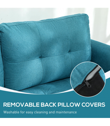 HOMCOM Convertible Modular Sectional Sofa w/ Storage Wood Frame Light Blue