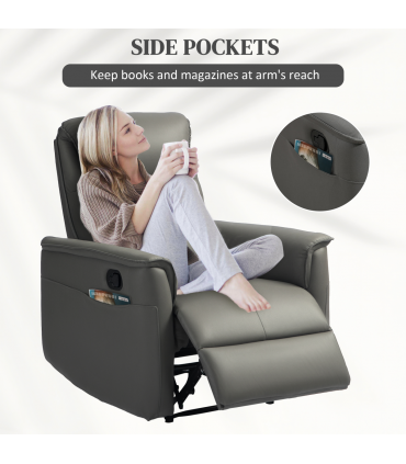HOMCOM Recliner Armchair with Spring Cushion Adjustable Leg Rest Light Grey
