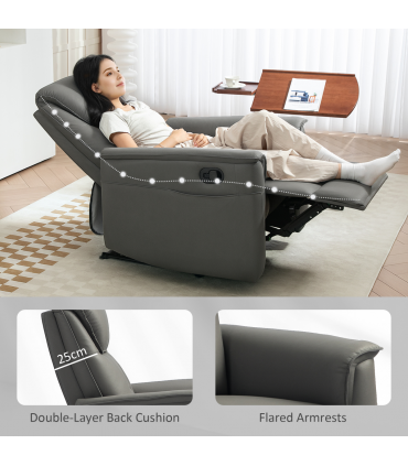 HOMCOM Recliner Armchair with Spring Cushion Adjustable Leg Rest Light Grey