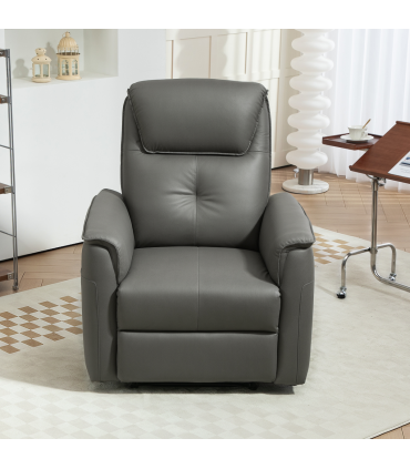 HOMCOM Recliner Armchair with Spring Cushion Adjustable Leg Rest Light Grey