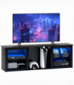 HOMCOM 160cm TV Unit w/ LED Lights for 65" TV Modern TV Stand Cabinet Black
