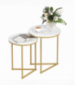 HOMCOM Nesting Coffee Table Set of 2 with Metal Frame, Gold Tone
