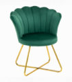 HOMCOM Accent Chair, Velvet Armchair with Lotus Backrest, Steel Legs, Green