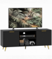 HOMCOM Modern TV Stand Cabinet with Storage for Living Room, Black