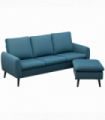 HOMCOM 3 Seater Corner Sofa Couch Settee with Chaise Lounge, Blue