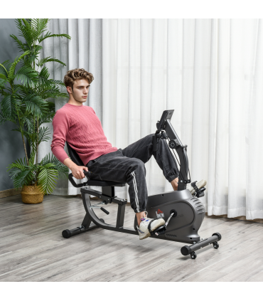 Exercise Training Stationary Cycling Bike w/ LCD Monitor & Pad Holder HOMCOM