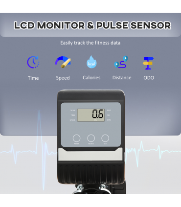 Exercise Training Stationary Cycling Bike w/ LCD Monitor & Pad Holder HOMCOM