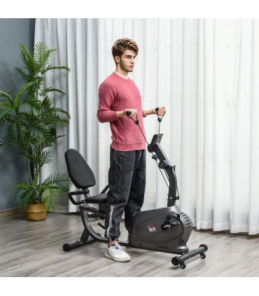 Exercise Training Stationary Cycling Bike w/ LCD Monitor & Pad Holder HOMCOM