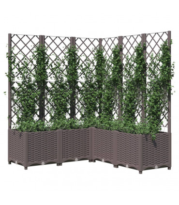 vidaXL Garden Planter with Trellis Brown 120x120x136 cm PP