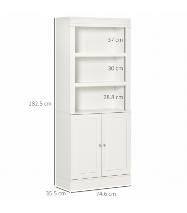 Kitchen Cupboard White MDF and particle board 74.6 x 35.5 x 182.5 cm Double-door