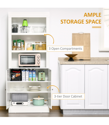 Kitchen Cupboard White MDF and particle board 74.6 x 35.5 x 182.5 cm Double-door