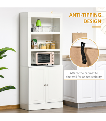 Kitchen Cupboard White MDF and particle board 74.6 x 35.5 x 182.5 cm Double-door