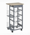 Kitchen Island Trolley w/ 4 Baskets 2 Side Racks Drawer Dark Grey