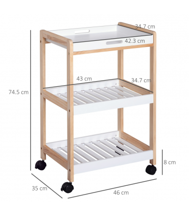 Kitchen Trolley, Bamboo/MDF board, 74.5H cm