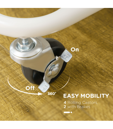 HOMCOM 3-Tier Utility Cart, Rolling Serving Trolley with Baskets and Hooks