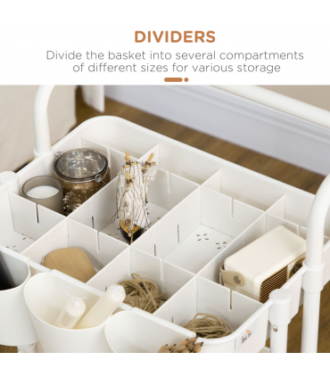 HOMCOM 3-Tier Utility Cart, Rolling Serving Trolley with Baskets and Hooks