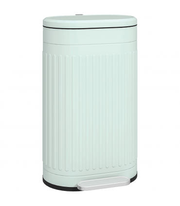 HOMCOM 30L Pedal Bin, Metal Kitchen Bin with Soft-close Lid, Light Green