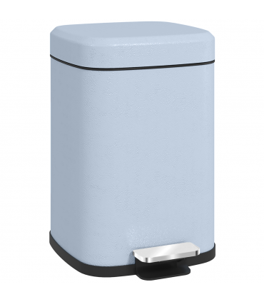 HOMCOM 12L Kitchen Pedal Bin, Metal Rubbish Bin with Soft-close Lid, Light Blue