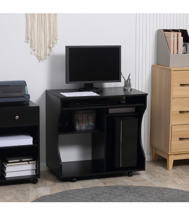 HOMCOM Computer Table Study Desk with Sliding Keyboard Tray, Black