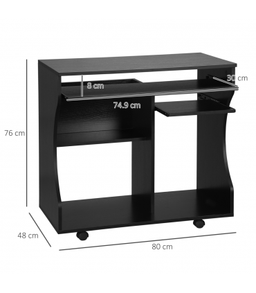 HOMCOM Computer Table Study Desk with Sliding Keyboard Tray, Black