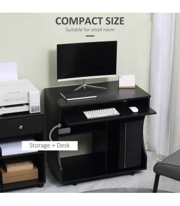 HOMCOM Computer Table Study Desk with Sliding Keyboard Tray, Black