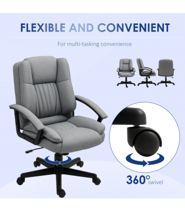 HOMCOM Swivel Executive Office Chair Mid Back Chair w/ Arm, Grey