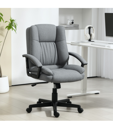 HOMCOM Swivel Executive Office Chair Mid Back Chair w/ Arm, Grey