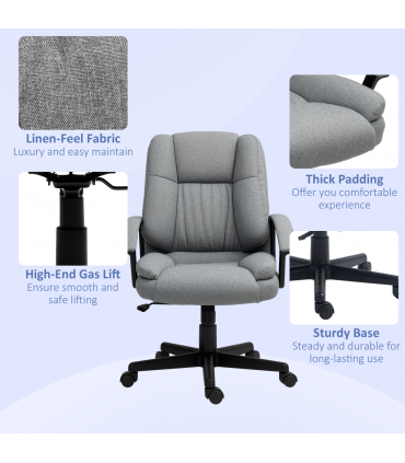 HOMCOM Swivel Executive Office Chair Mid Back Chair w/ Arm, Grey