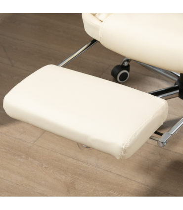 HOMCOM Executive Office Chair, Recliner Computer Chair with Footrest, Cream