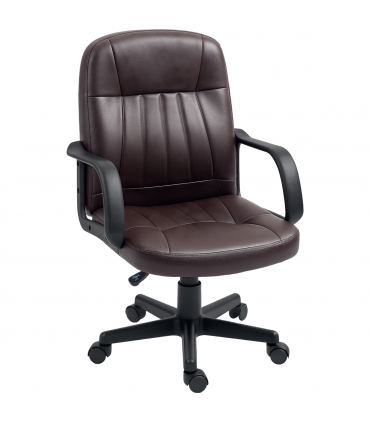 HOMCOM PU Leather Office Chair Swivel Home Computer Desk Chair, Dark Brown