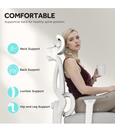 HOMCOM Ergonomic Office Chair, Recliner Computer Chair with Footrest, Grey