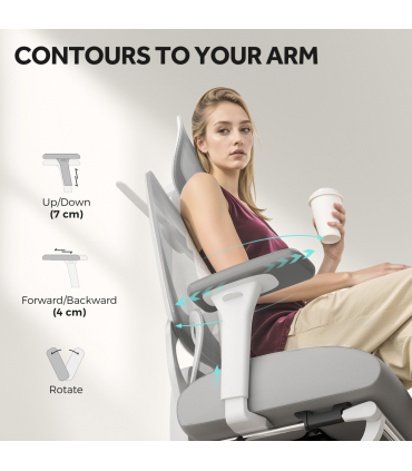 HOMCOM Ergonomic Office Chair, Recliner Computer Chair with Footrest, Grey