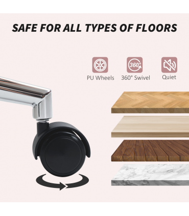 HOMCOM Upholstered Desk Chair with Height Adjustable, Pink