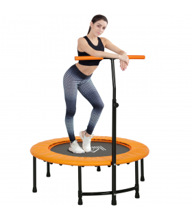 HOMCOM 40'' Mini Trampoline Adult Rebounder Jumper w/ Handle Fitness Orange