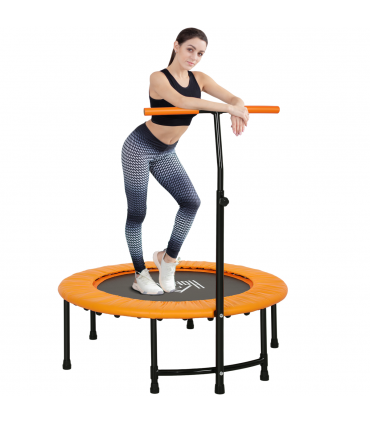HOMCOM 40'' Mini Trampoline Adult Rebounder Jumper w/ Handle Fitness Orange