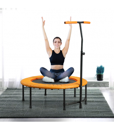 HOMCOM 40'' Mini Trampoline Adult Rebounder Jumper w/ Handle Fitness Orange