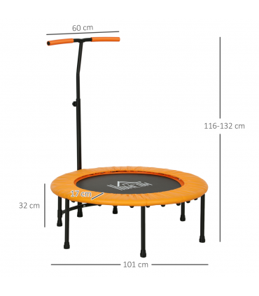 HOMCOM 40'' Mini Trampoline Adult Rebounder Jumper w/ Handle Fitness Orange