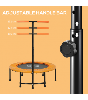 HOMCOM 40'' Mini Trampoline Adult Rebounder Jumper w/ Handle Fitness Orange