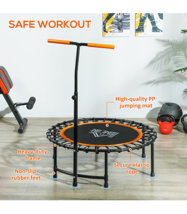 HOMCOM 40'' Mini Trampoline Adult Rebounder Jumper w/ Handle Fitness Orange