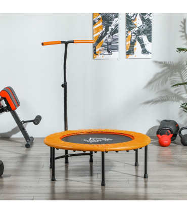 HOMCOM 40'' Mini Trampoline Adult Rebounder Jumper w/ Handle Fitness Orange