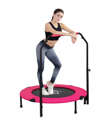 HOMCOM 40" Foldable Mini Fitness Trampoline w/ Foam Handle, Pink
