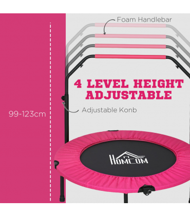 HOMCOM 40" Foldable Mini Fitness Trampoline w/ Foam Handle, Pink