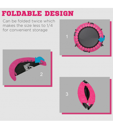 HOMCOM 40" Foldable Mini Fitness Trampoline w/ Foam Handle, Pink