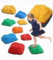 AIYAPLAY Balance Stepping Stones for Kids, 9 PCS River Stones Non-slip Bottom