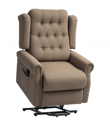 HOMCOM Power Lift Recliner Armchair with Wingback, Button Tufted, Brown