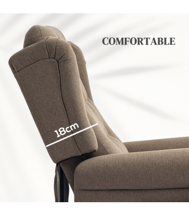 HOMCOM Power Lift Recliner Armchair with Wingback, Button Tufted, Brown