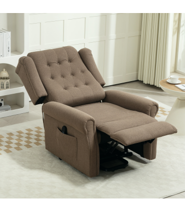 HOMCOM Power Lift Recliner Armchair with Wingback, Button Tufted, Brown